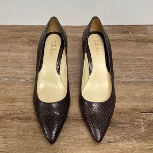 Cole Haan Snakeprint Brown Heels Size 7 1/2